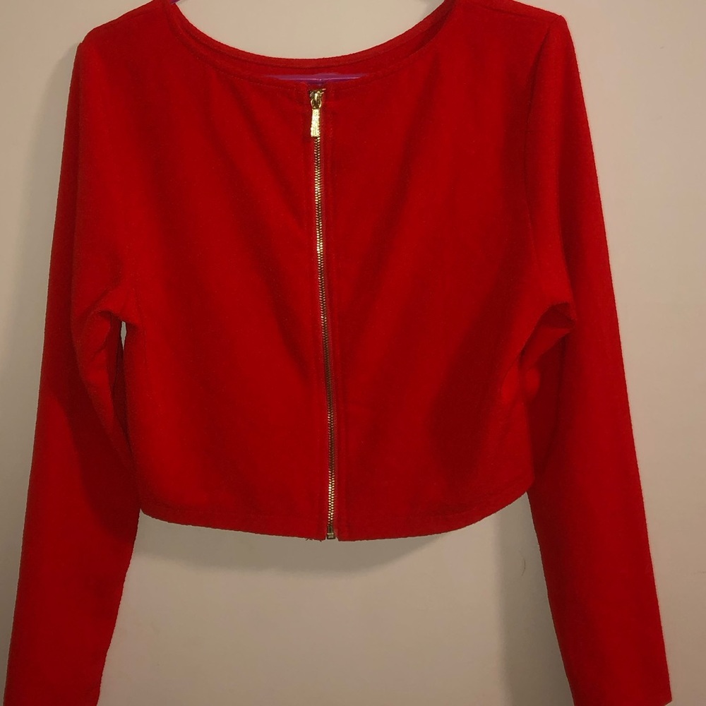 Red cropped long sleeve